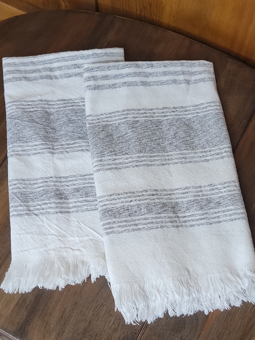 Striped White and Black Cotton Tea Kitchen Towels Set Of 2